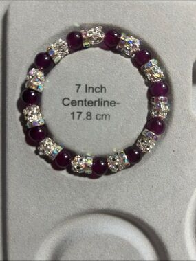 Elegant Purple Stretch Bracelet with Silver Sparkle Accents